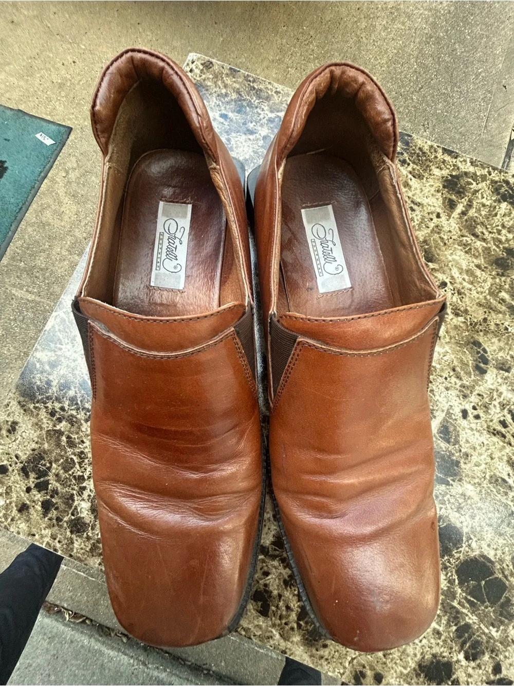 Fratelli Select Men's 11 M Brown Loafer Leather Slip-On Square Toe Dress Shoes